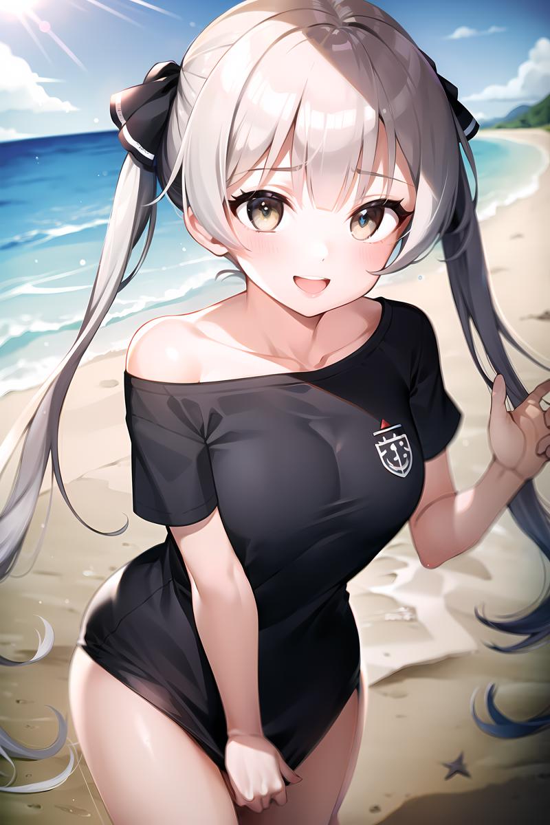 18883-2003287727-masterpiece, best quality, beach, kasugano sora, shirt tug, black t-shirt, happy, bare shoulders, white dress, white hair, twint.png